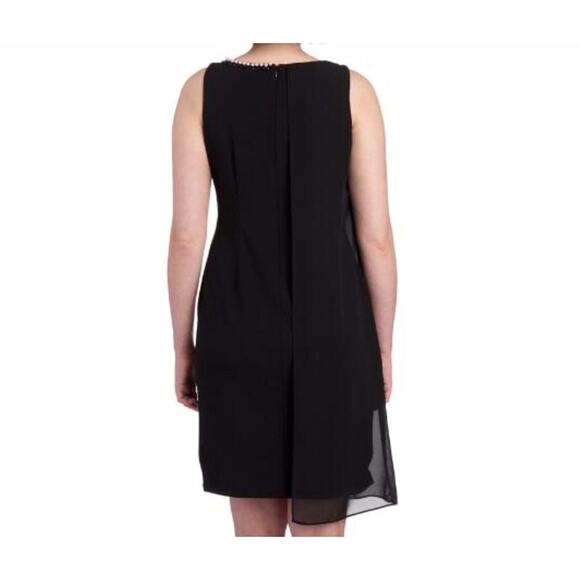 SLNY Women's Dress Sz 14 Black Sheath Embellished Neckline One Side Overlay NWT - Picture 12 of 12